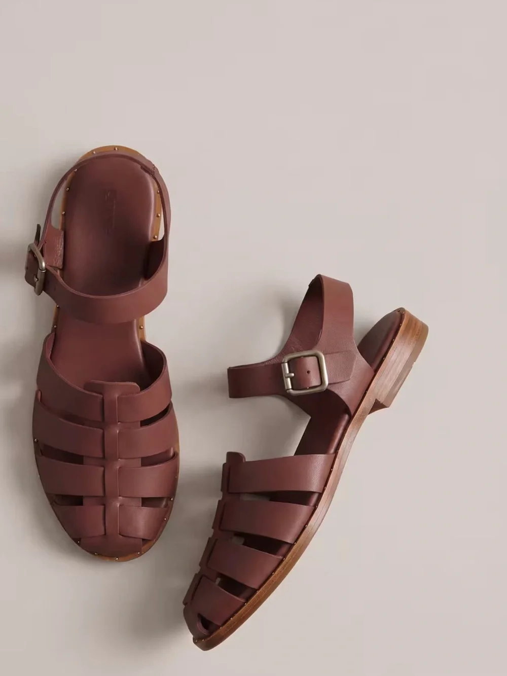 Quince Brown Leather Fisherman Sandals